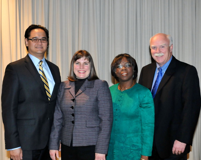 Appearing on “Scams and Cons” and “Psychology of the Scams” will be (from left) Eric Salcedo, Katie Walsh, director, program moderator Gilda Hudson-Winfield and Detective Sergeant James Hennelly.