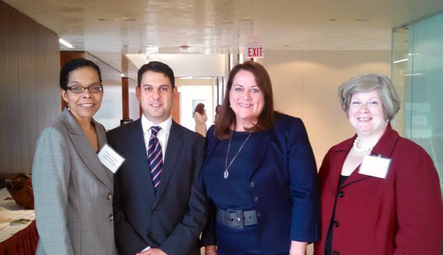 Program coordinator Yolaine Dauphin, Presenter Victor Boutros, Presenter Judge Virginia Kendall, and Program coordinator Annemarie Kill