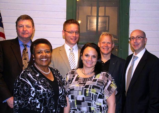 Front row: Ellar Duff, 2nd VP; Angela Donohoo, Past President            Back row: David Jones, President; David Weder, Corresponding Secretary; Eric Carlson, Treasurer; Troy Walton, Corresponding Secretary