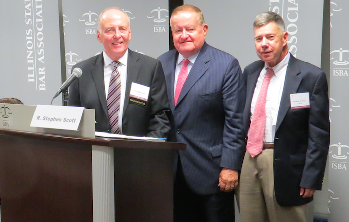 Moderator R. Stephen Scott, President Hon. Russell Hartigan, and Program Coordinator Bernard G. Peter