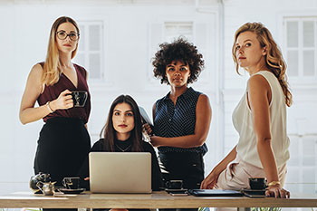 diverse group of four women