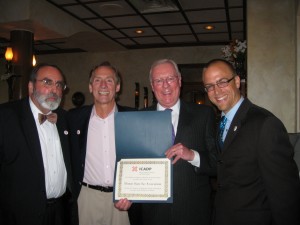 ICADP Board President Garnet Fay, former ISBA president Terry Hegarty, ISBA President John O'Brien and ICADP Executive Director Jeremy Schroeder