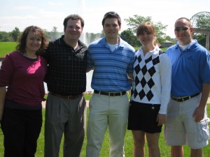 Heather Fritsch, YLD Secretary, Bob Fink, YLD Vice Chair, Michael Wong, YLD Golf Outing Co-Chair, Kelley Gandurski, YLD Chair and Justin Heather, YLD Golf Outing Co-Chair at the 2009 Golf Outing in Tinley Park.